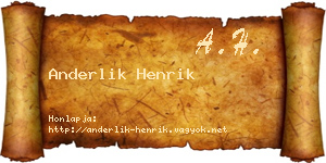 Anderlik Henrik névjegykártya